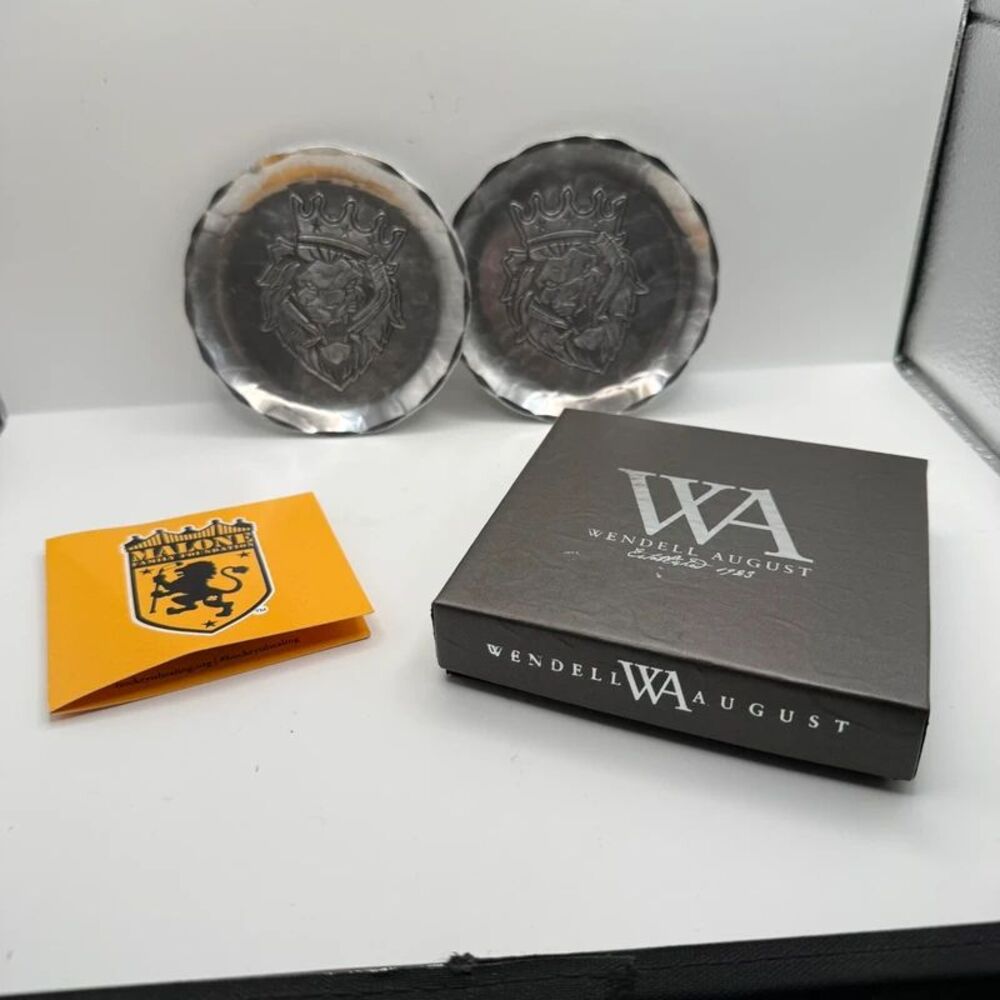 Wendell August Forge Hand Hammered Aluminum Coaster Set: Malone Foundation Lions